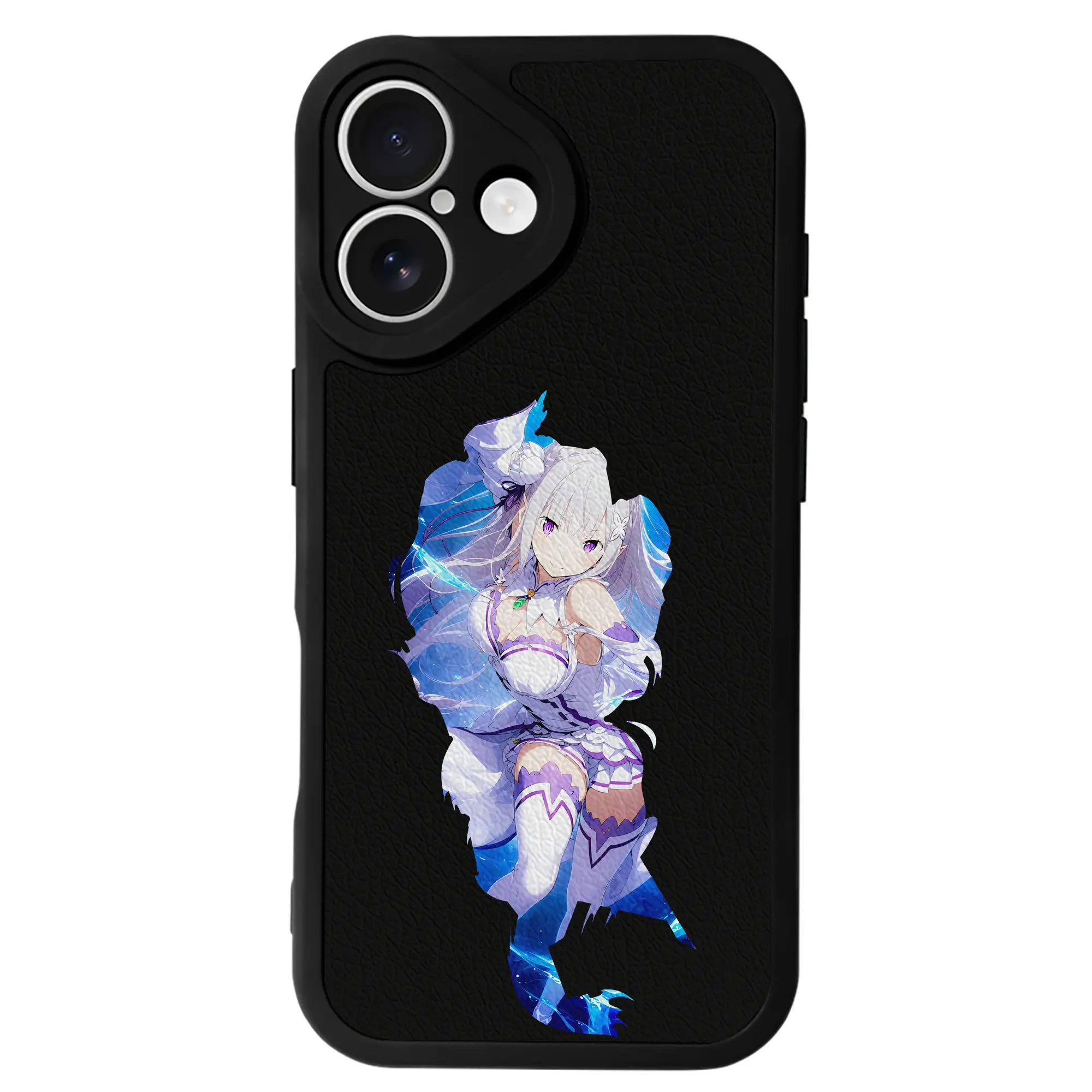 リゼロ グッズ エミリア - IPhone 16シリーズ対応 ・ シリコンスマホケース ・ レザー調 ・ 高精度フィット ・ 耐衝撃 ・ ワイヤレス充電対応 ・ 精密カット